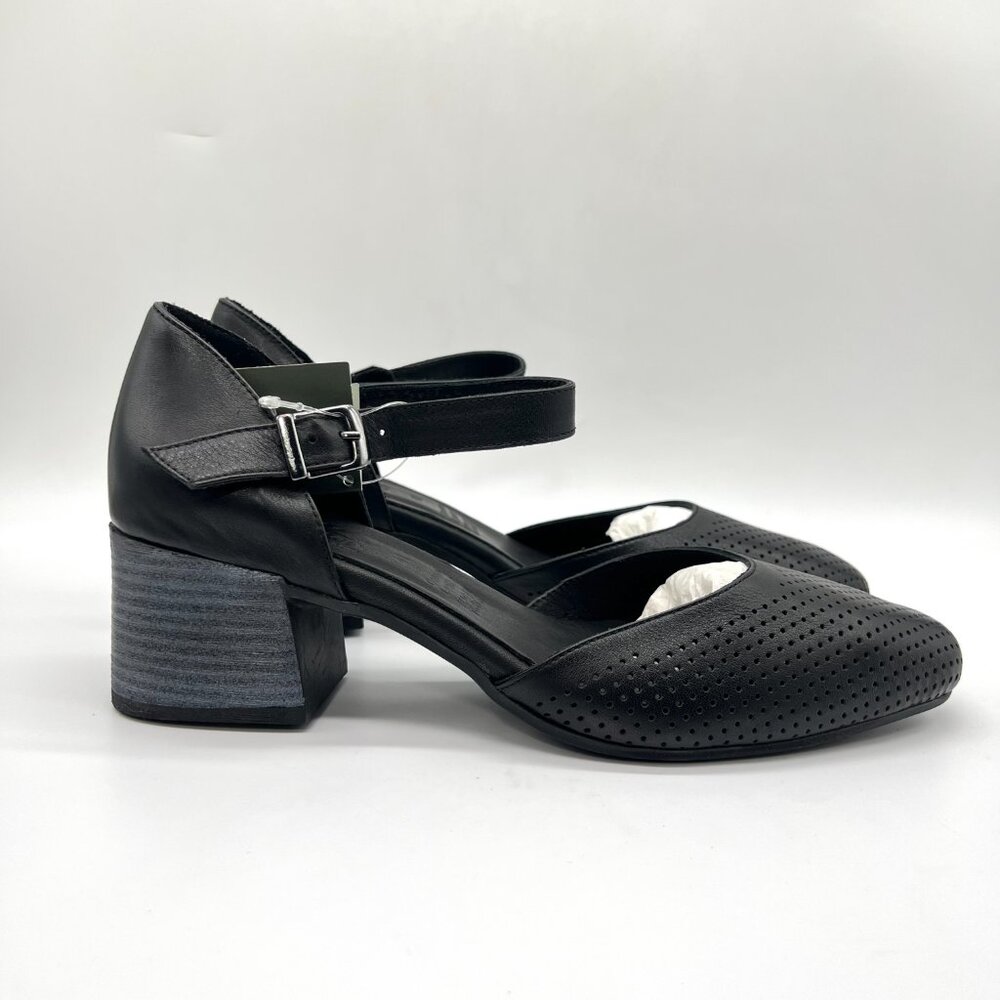 Spring Step Womens 41 EU 9.5 - 10 US Black Leather Block‎ Heels Pumps Shoes
